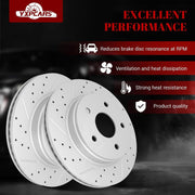 Ceramic Front Brakes Pad and Rotors Drilled Slotted Vented Replacement Disc Brake Kits for Chrysler Aspen 2007-2009, for Dodge Durango 2007 2008 2009, for Ram 1500 2011-2018 5-Lug