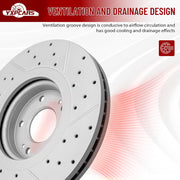 Front Drilled and Slotted Disc Brake Rotors for Kia Sedona 2015-2021