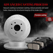 Ceramic Rear Brakes Pad and Rotors Drilled Slotted Vented Replacement Disc Brake Kits for Nissan Juke/X-Trail/Leaf/Rogue/Rogue Select/Rogue Sport