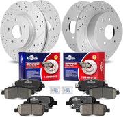 Front & Rear Drilled Slotted Rotors and Ceramic Disc Brake Pads Kit for Nissan Altima 2013 - 2023