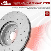 Front Drilled and Slotted Disc Brake Rotors Replacement for Subaru Legacy 2008 3.0L/ Subaru Legacy 3.0 R Limited 2009 3.0L (With 18