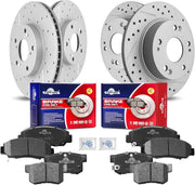 Front & Rear Drilled Slotted Rotors and Ceramic Disc Brake Pads Kit for Honda Accord 2005 2006 2007 2.4L Gas/Accord 2003-2004 2.4L/ Accord 2003-2004 Coupe Sedan 3.0L