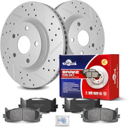 Ceramic Front Brakes Pad and Rotors Drilled Slotted Vented Replacement Disc Brake Kits for Toyota Land Cruiser 2016-2021/ Sequoia 2008-2022/ Tundra 2007-2021 5 Lug, for Lexus Lx570 2016-2021