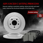 Ceramic Rear Brakes Pad and Rotors Drilled Slotted Solid Replacement Disc Brake Kits for Audi Q5 2009 2010 2011 2012/ (Q5 2013 2014 2015 2016 2017 2.0L; 2.0T, Premium Plus, Premium)