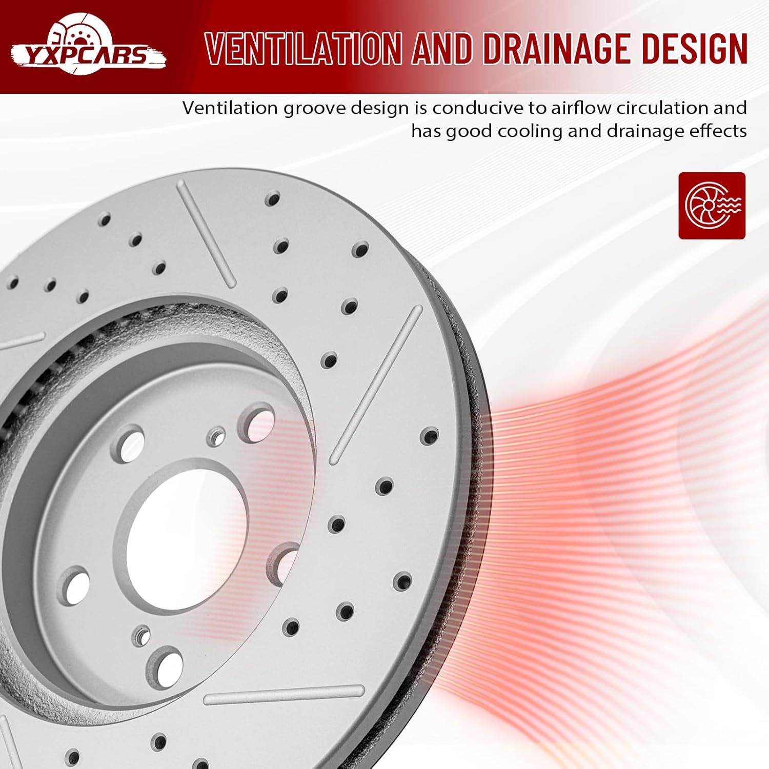 Front Drilled and Slotted Disc Brake Rotors for Lexus Es300 2002-2003/ Is250 2006 2007 2008 2009 2010 2011 2012 2013/ (Is250 2014-2015 Base, F Sport), for Toyota Avalon Camry Sienna Solara