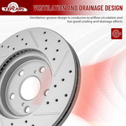 Front Drilled and Slotted Disc Brake Rotors for Lexus Es300 2002-2003/ Is250 2006 2007 2008 2009 2010 2011 2012 2013/ (Is250 2014-2015 Base, F Sport), for Toyota Avalon Camry Sienna Solara