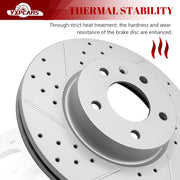 Ceramic Front Brakes Pad and Rotors Drilled Slotted Vented Replacement Disc Brake Kits for Cadillac Ats 2014 Gm Brake Code Je5/ Ats 2017-2018 Standard Brakes