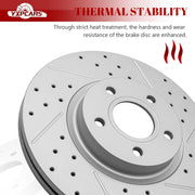 Ceramic Front Brakes Pad and Rotors Drilled Slotted Vented Disc Brake Kits for Volvo C30 2007-2013/ S40 2004 With 5/ S40 2005-2011/ C70 2006-2013/ V50 2005-2011