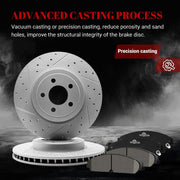 Ceramic Front Brakes Pad and Rotors Drilled Slotted Vented Replacement Disc Brake Kits for Dodge Challenger 2016 R/T, Challenger 2018 Sxt Plus, Challenger 2015-2017 Sxt with 345.0 mm
