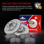Ceramic Front Brakes Pad and Rotors Drilled Slotted Vented Replacement Disc Brake Kits for Lincoln Mark Lt 2006 2007 2008 2 Wheel Drive - 6 Lug
