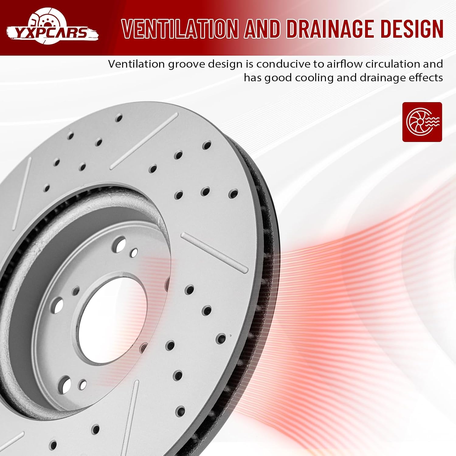 Front Drilled and Slotted Disc Brake Rotors Replacement for Honda Accord 2013 2014 2015 2016 2017 2018 2019 2020 2021 2022/ (Civic 2015 Ex; Sedan)