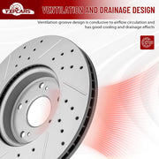 Front Drilled and Slotted Disc Brake Rotors Replacement for Honda Accord 2013 2014 2015 2016 2017 2018 2019 2020 2021 2022/ (Civic 2015 Ex; Sedan)