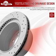 Rear Drilled and Slotted Disc Brake Rotors for Dodge Ram 1500 2006-2008 8 Lug Extended Crew Cab (2Wd or 4Wd)