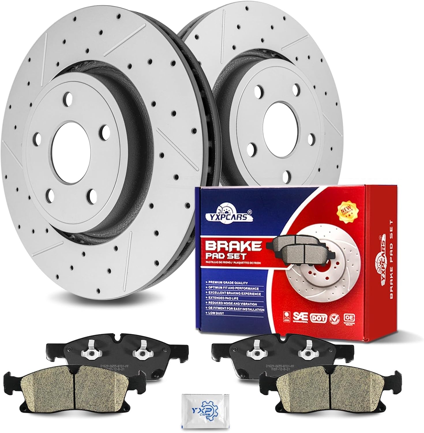 Ceramic Front Brakes Pad and Rotors Drilled Slotted Vented Disc Brake Kits for Jeep Grand Cherokee WK 2022/ Grand Cherokee 2011-2015, for Dodge Durango 2011 - 2015