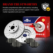 Ceramic Front Brakes Pad and Rotors Drilled Slotted Vented Replacement Disc Brake Kits for Toyota Celica 2000-2001 Gts/Celica 2002 2003 2004 2005, for Scion Tc 2005 2006 2007 2008 2009 2010
