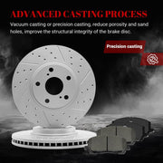Ceramic Front Brakes Pad and Rotors Drilled Slotted Vented Replacement Disc Brake Kits for Toyota Highlander 2001 2002 2003 2004 2005/ Highlander Gas 2006-2007
