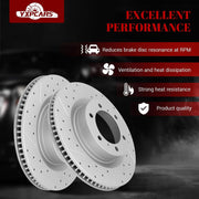 Front & Rear Drilled Slotted Rotors and Ceramic Disc Brake Pads Kit for Lexus Gx460 2010-2023, for Toyota 4Runner 2010 - 2023