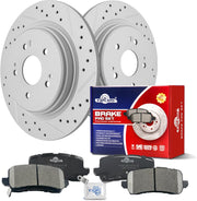 Ceramic Rear Brakes Pad and Rotors Drilled Slotted Solid Replacement Disc Brake Kits for Acura TLX 2015 2016 2017 2018 2019 2020