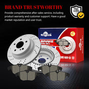 Ceramic Rear Brakes Pad and Rotors Drilled Slotted Vented Replacement Disc Brake Kits for Mercedes-Benz Glk250 2013-2015/ Glk350 2010 2011 2012-2015/ E350 2013-2014 Coupe & Convertible