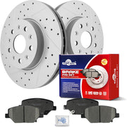 Ceramic Front Brakes Pad and Rotors Drilled Slotted Vented Replacement Disc Brake Kits for Chevy Camaro 2016 2.0L, 3.6L, W/Brake Code J6G, Heavy Duty, Except For Brembo Brakes