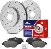 Ceramic Front Brakes Pad and Rotors Drilled Slotted Vented Replacement Disc Brake Kits for Lexus Es300 2002-2003, for Toyota Sienna 2004-2010/ Solara 2004-2008/ Avalon 2005-2007/ Camry 2005-2006