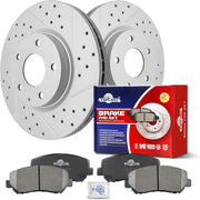 Ceramic Front Brakes Pad and Rotors Drilled Slotted Vented Replacement Disc Brake Kits for Mazda CX-5 2013 2014 2015 2016 2017