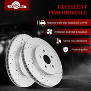 Ceramic Front Brakes Pad and Rotors Drilled Slotted Vented Replacement Disc Brake Kits for LEXUS RX330 2004 2005 2006/ RX350 2007-2009/ RX400H 2006-2008, for Toyota Highlander 2006-2007