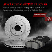 Ceramic Front Brakes Pad and Rotors Drilled Slotted Vented Disc Brake Kits for Nissan Rogue 2014 - 2017 Without Third Row Seating