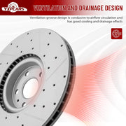 Front Drilled and Slotted Disc Brake Rotors Replacement for Volvo S60 S90 V60 Cross Country V90 Cross Country Xc40 Xc60 Xc90 With 13.58 Inch (345.0 mm) Front Rotor