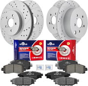 Front & Rear Drilled Slotted Rotors and Ceramic Disc Brake Pads Kit for Subaru Crosstrek Gas 2019/ Impreza 2017-2020 2021 2022 2023 With 293.0 mm Front Rotor, for Crosstrek Subaru 2018