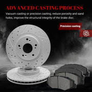 Ceramic Front Brakes Pad and Rotors Drilled Slotted Vented Disc Brake Kits for Honda Cr-V 2012-2016 with Fwd