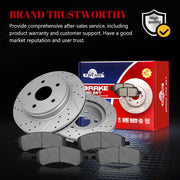 Front & Rear Drilled Slotted Rotors and Ceramic Disc Brake Pads Kit for Dodge Ram 1500 2006-2010/ Durango 2007-2009, for Ram 1500 2011-2018/1500 Classic 2019-2023, for Chrysler Aspen 2007 2008 2009