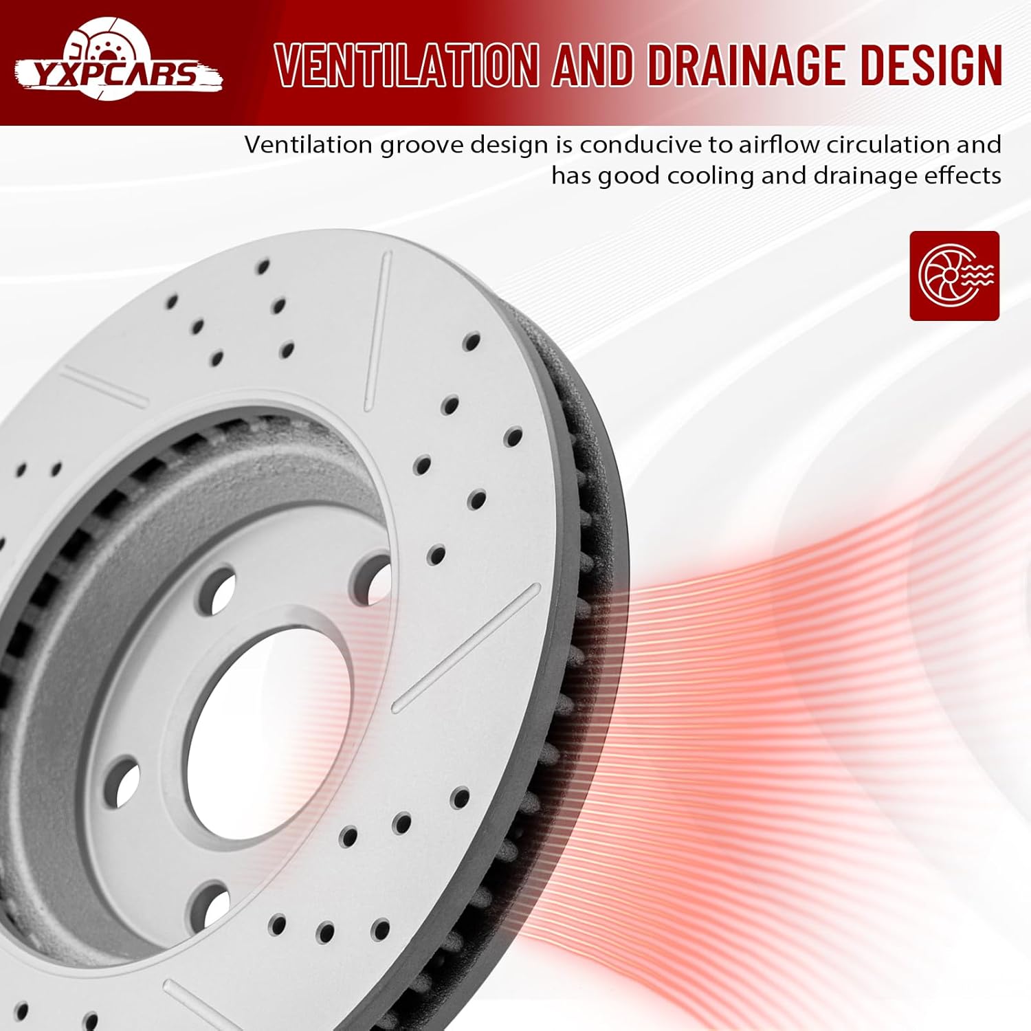Front Drilled and Slotted Disc Brake Rotors Replacement for Buick Allure Lacrosse Terraza, for Pontiac Grand Prix Montana, for Saturn Relay 2005, for Chevy Uplander 2005