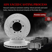 Ceramic Front Brakes Pad and Rotors Drilled Slotted Vented Replacement Disc Brake Kits for Toyota 4Runner 2003-2009/ Tacoma 2005-2015 6-Lug/Tacoma 2016-2021/ Fj Cruiser 2007-2014 With 12.56 Inch