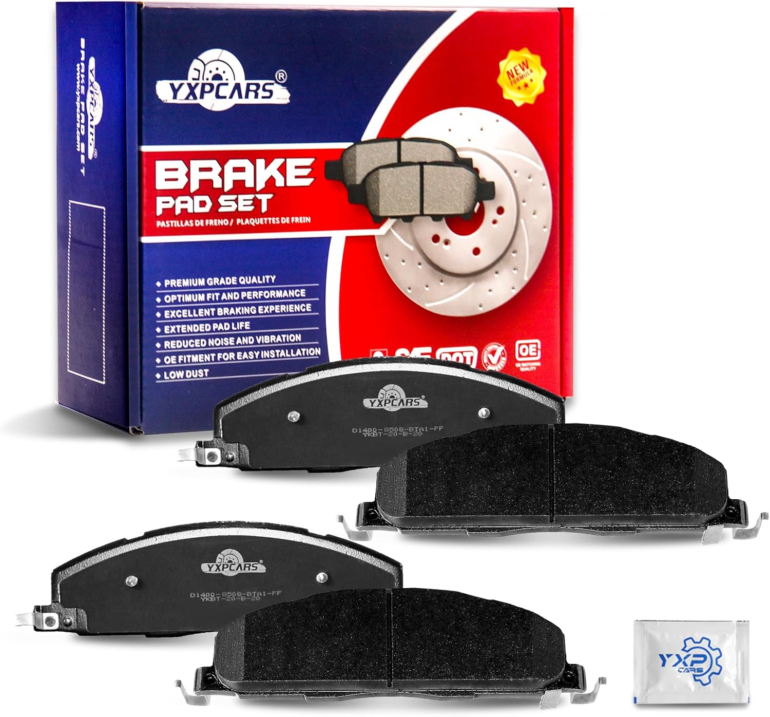 Ceramic Disc Brake Pads Set Rear Replacement for Dodge Ram 2500 3500 2009-2010, for Ram 1500 2012 8 Lug Tradesman, for Ram 2500 3500 2011 2012 2013 2014 2015 2016 2017 2018