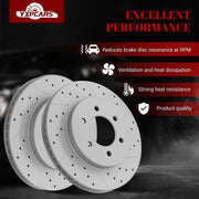 Ceramic Front Brakes Pad and Rotors Drilled Slotted Vented Replacement Disc Brake Kits for Ford F-150 2005-2008, for Lincoln Mark Lt 2006 2007 2008 4Wd 6 Lug
