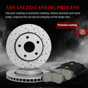 Front & Rear Drilled Slotted Rotors and Ceramic Disc Brake Pads Kit for Jeep Wrangler 2007 - 2017/ Wrangler JK 2018