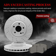 Ceramic Front Brakes Pad and Rotors Drilled Slotted Vented Replacement Disc Brake Kits for Mercedes-Benz GLK350 2009 2010 2011 2012 2013 2014 2015/ GLK250 2013-2015