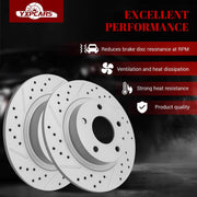 Ceramic Rear Brakes Pad and Rotors Drilled Slotted Solid Replacement Disc Brake Kits for 2014-2015 Mazda 6
