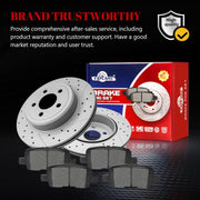 Ceramic Rear Brakes Pad and Rotors Drilled Slotted Solid Replacement Disc Brake Kits for Honda Odyssey 2002 2003 2004