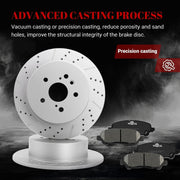 Ceramic Rear Brakes Pad and Rotors Drilled Slotted Solid Disc Brake Kits for Toyota Highlander 2008 - 2013