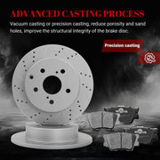 Ceramic Rear Brakes Pad and Rotors Drilled Slotted Solid Replacement Disc Brake Kits for Lexus HS250H 2010-2012, for Toyota RAV4 2006 2007 2008 2009 2010 2011 2012 2013 2014 2015 2016 2017 2018