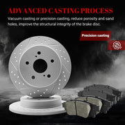 Ceramic Rear Brakes Pad and Rotors Drilled Slotted Solid Disc Brake Kits for Toyota Corolla Cross 2022-2023/ Prius Awd-E 2023/ Camry