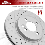 Front & Rear Drilled Slotted Rotors and Ceramic Disc Brake Pads Kit for Mini Cooper 2007-2008 Base Hatchback, Cooper 2009-2011 Base/Clubman, Cooper 2012-2013 Base/Clubman/Coupe/Roadster