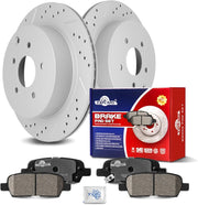 Ceramic Rear Brakes Pad and Rotors Drilled Slotted Vented Replacement Disc Brake Kits for Infiniti Fx35/ Fx37/ Fx45/ Qx70/ Jx35/ M35H/ Qx60, for Nissan Murano/Pathfinder/Quest