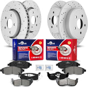Front & Rear Drilled Slotted Rotors and Ceramic Disc Brake Pads Kit for Jeep Grand Cherokee 2005-2010 Excluding Str 8/ Commander 2006 2007 - 2010