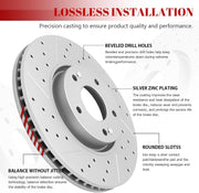 Ceramic Front Brakes Pad and Rotors Drilled Slotted Vented Disc Brake Kits for Honda Cr-V 2012-2016 with Fwd