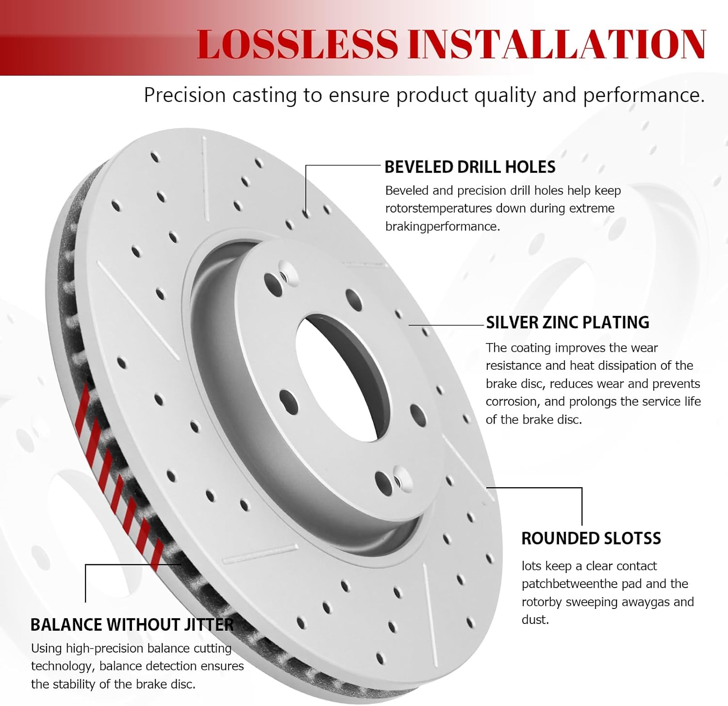 Ceramic Front Brakes Pad and Rotors Drilled Slotted Vented Replacement Disc Brake Kits for Nissan Pathfinder 2013-2020/ Murano 2015-2023, for Infiniti Qx60 2014-2020/ Jx35 2013