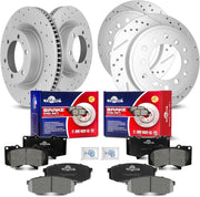 Front & Rear Drilled Slotted Rotors and Ceramic Disc Brake Pads Kit for Lexus Gx460 2010-2023, for Toyota 4Runner 2010 - 2023