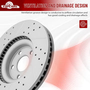 Front Drilled and Slotted Disc Brake Rotors for Ford Edge 2015-2020/ Police Responder Hybrid Ssv Plug-In Hybrid 2019-2020, for Lincoln Continental 2017-2020 (316.0 mm)